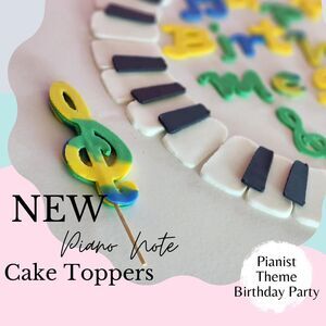 Fondant Piano Cake Topper: Musical Birthday Party Decorations